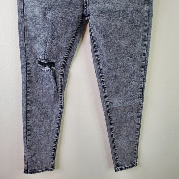 SHEIN Womens Grey Black Acid Wash High-Waisted High Stretch Skinny Jeans - Picture 3 of 10